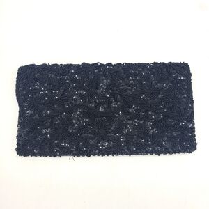 Vintage La Regale Ltd Glass Beaded Cocktail Clutch Wallet Purse Black